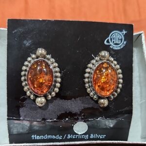 Sterling Silver Amber Earrings